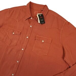 NEW Levi's Western Shirt Mens XXL Orange Barstow Pearl Snap Long Sleeve Cotton